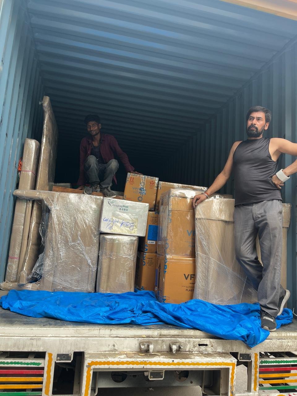 Loading truck with packed items